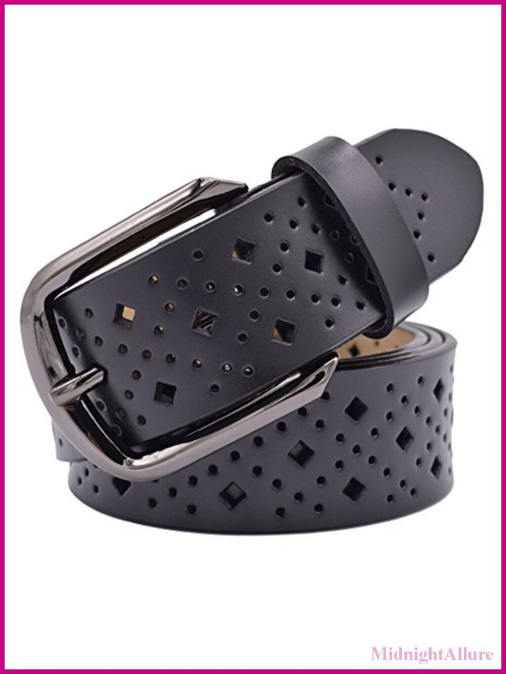 Hollow Leather Belt for Women Soft Leather Waist Belt with Pin Buckle